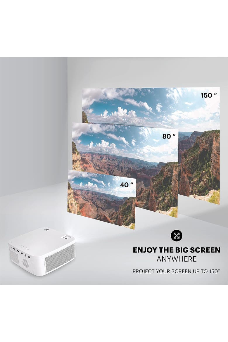 FLIK X10 Multimedia Home Projector Kit, 1080p Portable Projector w/100" Screen, Remote & More!, Alternate, color, White