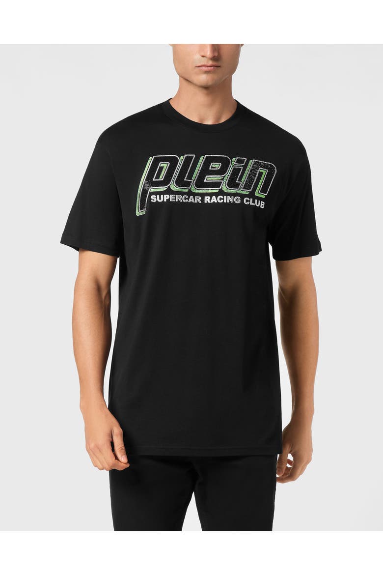 Jersey T-Shirt Round Neck Ss Strass Racing Club Men, Main, color, black