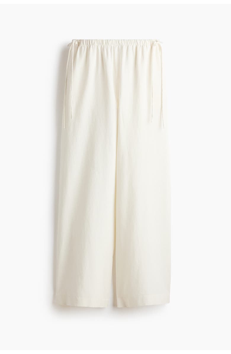 H&M Linen-blend Drawstring Trousers, Main, color, Ivory