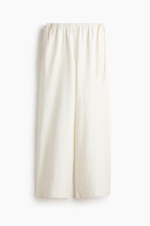 Linen-blend Drawstring Trousers