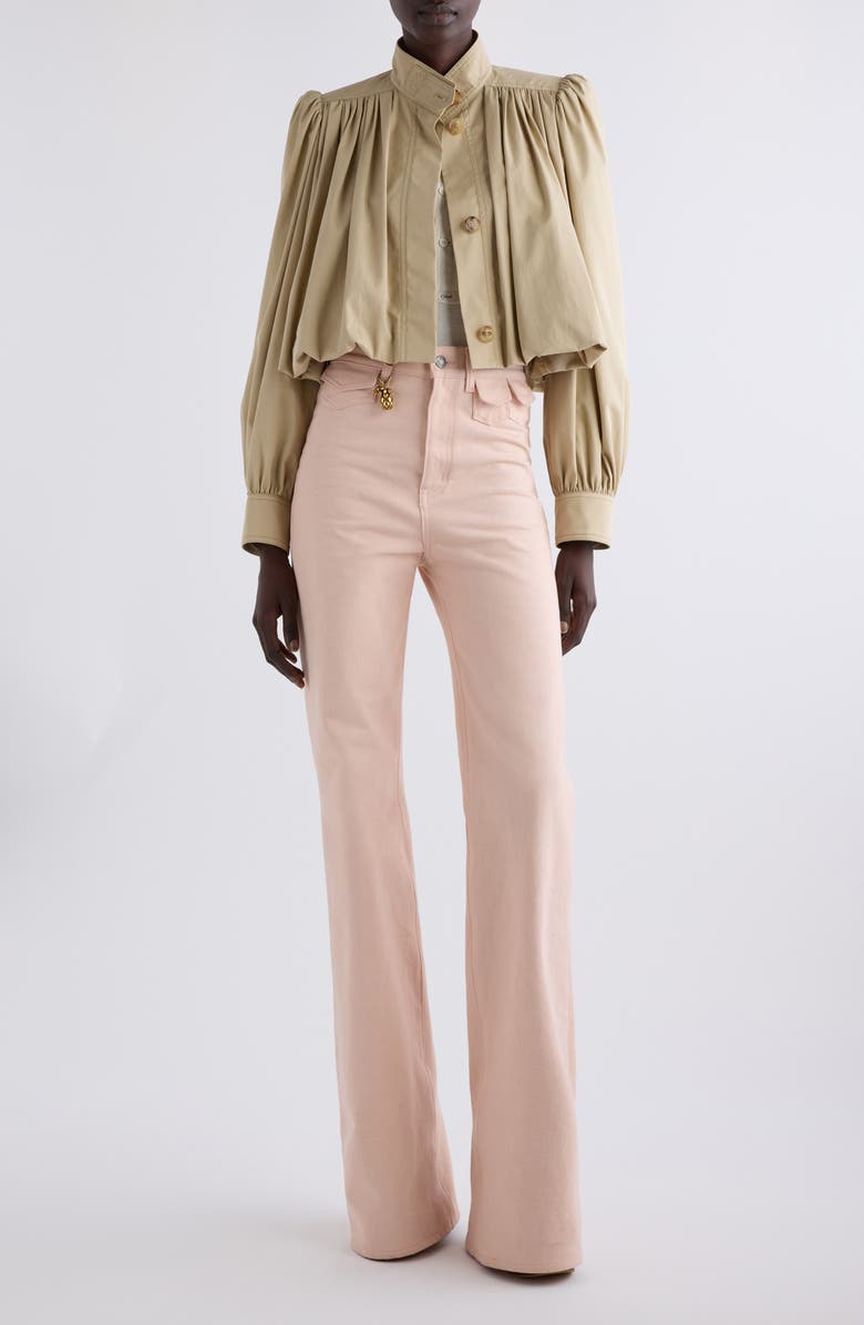 Chloé Pineapple Charm High Waist Twill Pants, Alternate, color, 