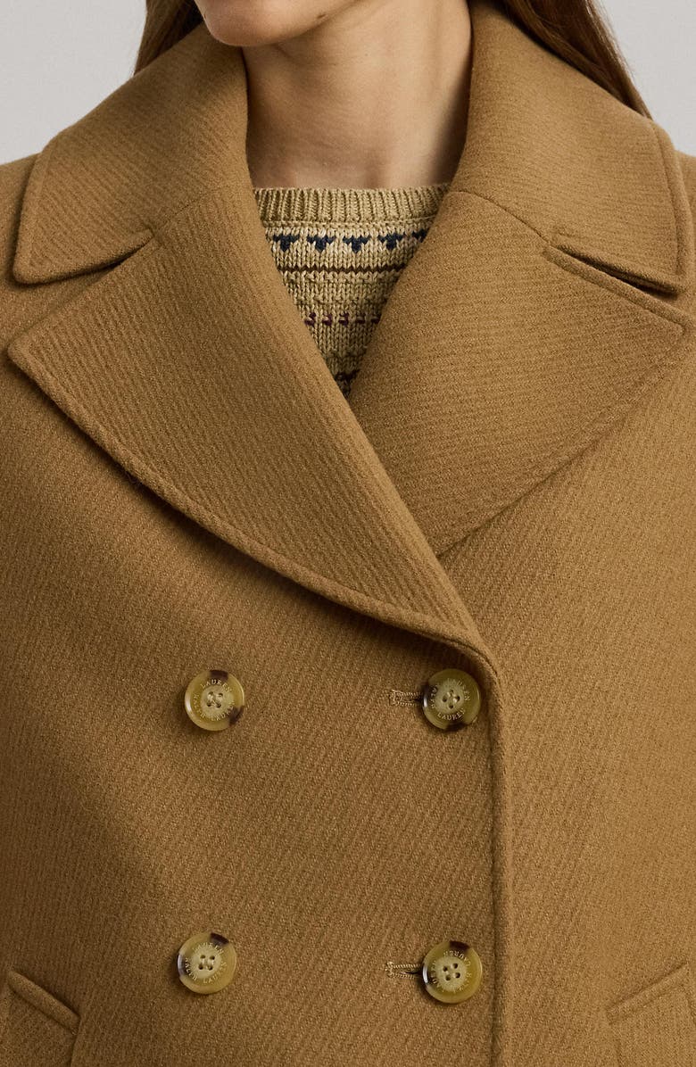 Lauren Ralph Lauren Wool Blend Twill Peacoat, Alternate, color, Camel