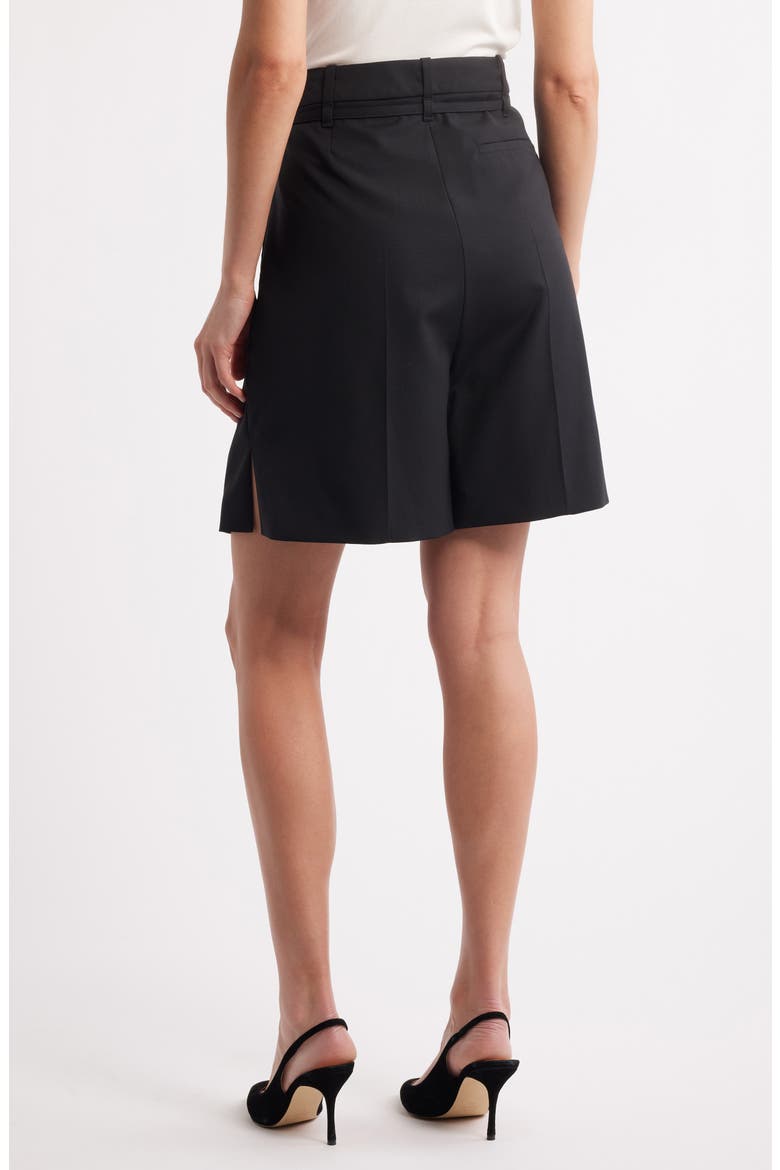 Taleda Belted High Waist Virgin Wool Shorts, Alternate, color, BLACK