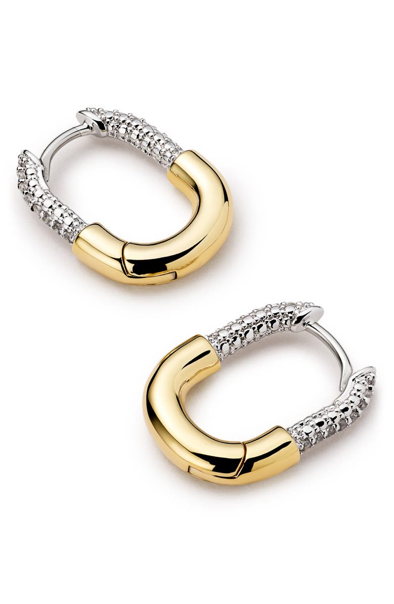 Ana Luisa Brynley Two Tone Pavé Hoop Earrings, Alternate, color, Gold / Silver / Clear