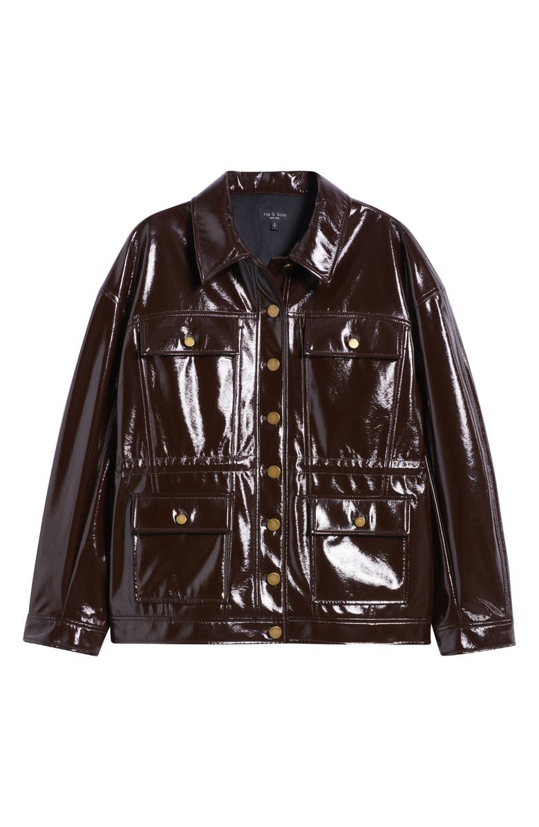 rag & bone Amy Faux Patent Leather Jacket, Alternate, color, Brown