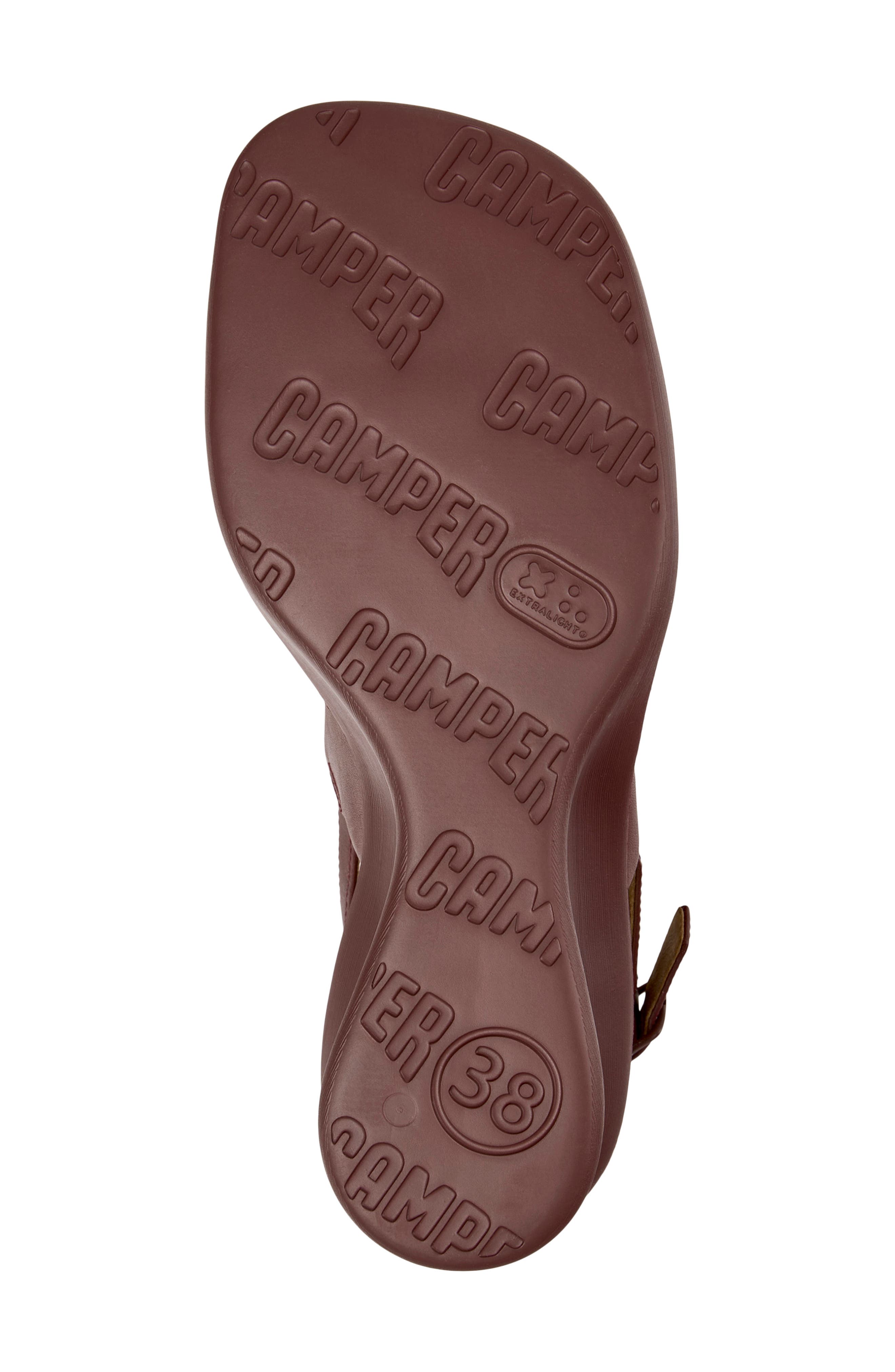 Camper Louise 2-Strap Slingback Wedge Sandal, Alternate, color, Burgundy