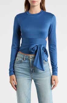 GO COUTURE Wrap Front Long Sleeve Top