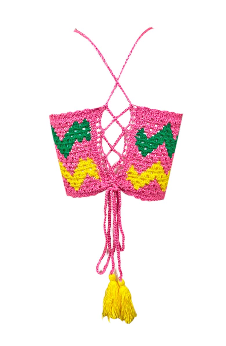 NESSI BYRD Kids' Zig-Zag Hand-Crochet Crop Top, Alternate, color, Multicolor