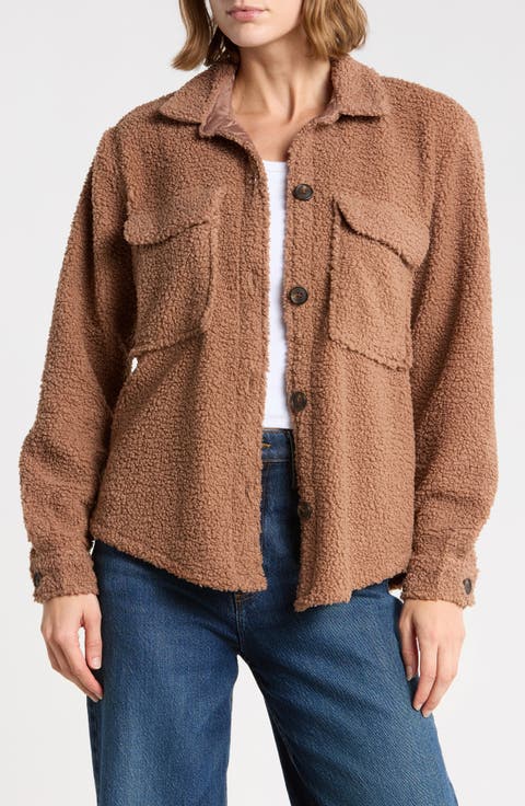 Tory Boxy Crop Faux Shearling Shirt Jacket