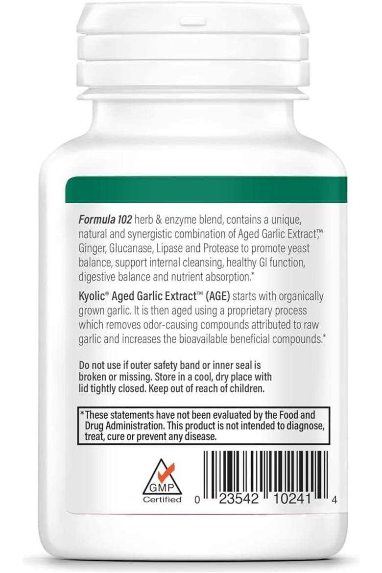 Aged Garlic Extract Formula 102, Cleanse & Digestion, Ginger and Enzyme Complex, 100 Vegetarian Tablets, Alternate, color, None