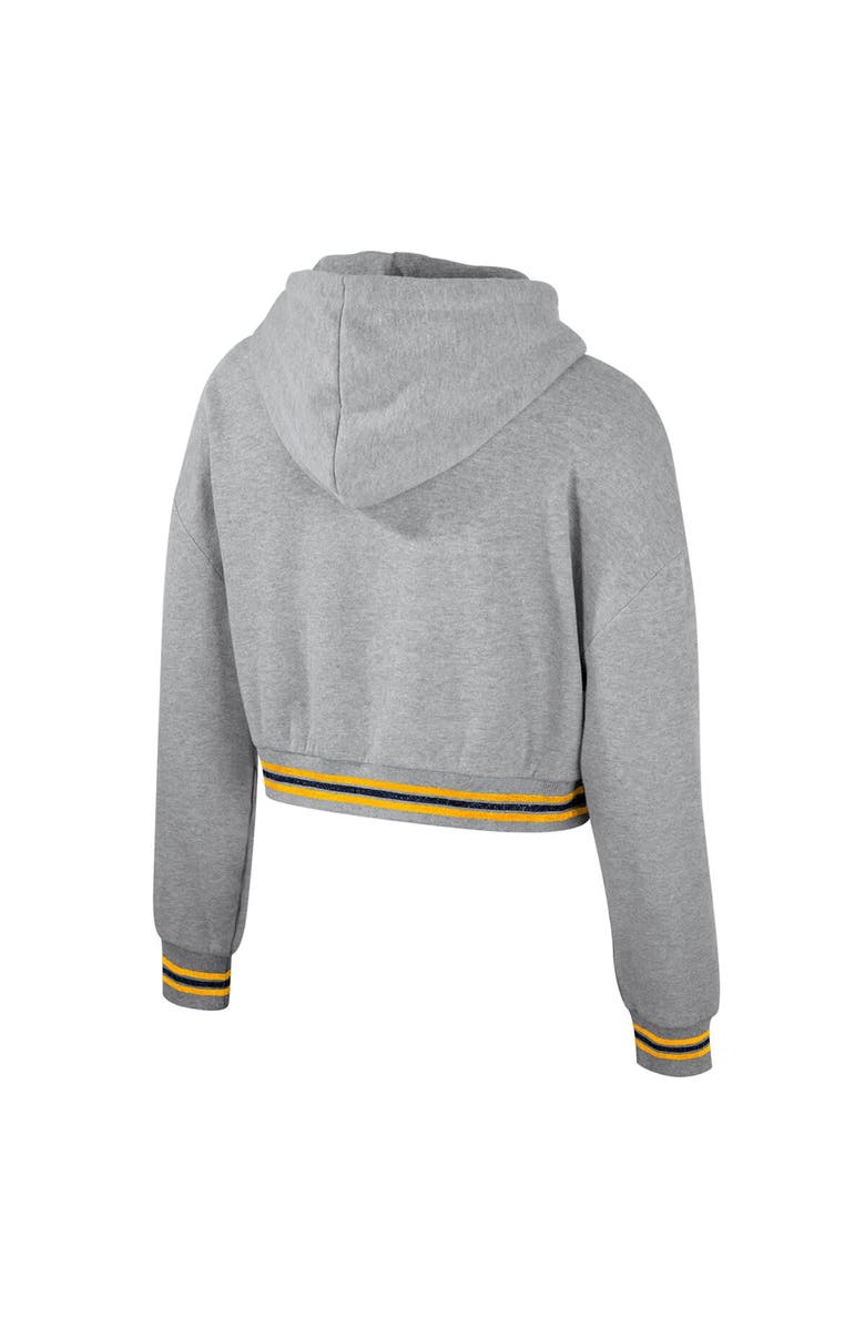 THE WILD COLLECTIVE Women's The Wild Collective Heather Gray West Virginia Mountaineers Cropped Shimmer Pullover Hoodie, Alternate, color, Heather Gray