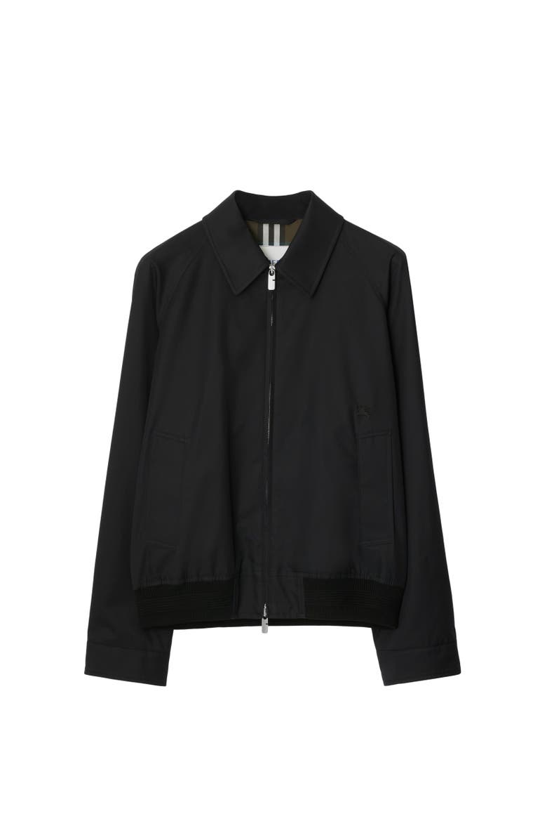 Burberry Gabardine Chester Harrington Jacket, Alternate, color, Black