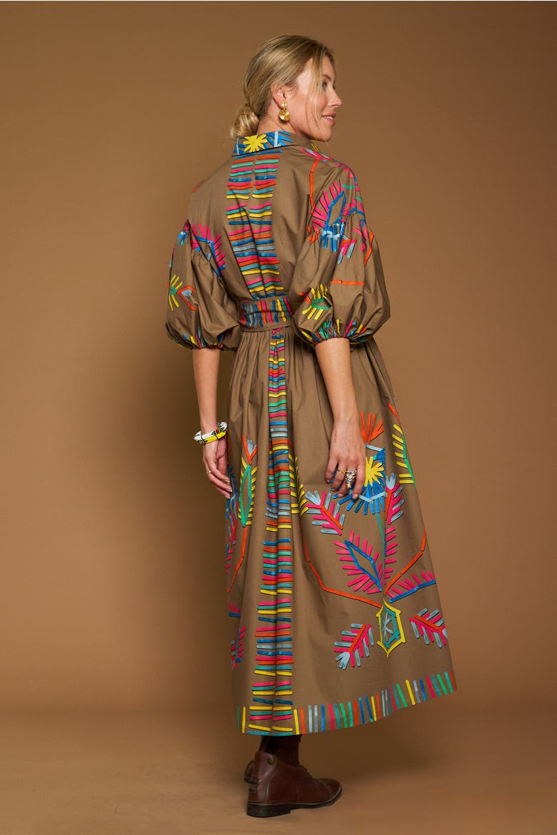 Printed Poplin Dress With Belt, Alternate, color, Tobacco Multicolour