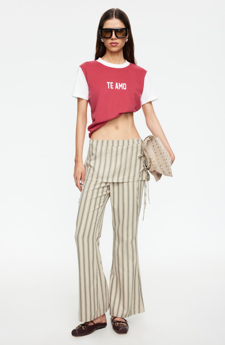 LIONESS Alpine Flare Pants, Alternate, color, Beige Stripe