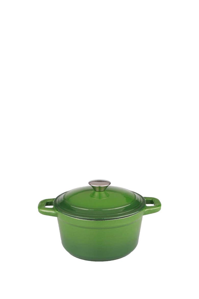 3 Quart Green Cast Iron Covered Stockpot, Main, color, GREEN