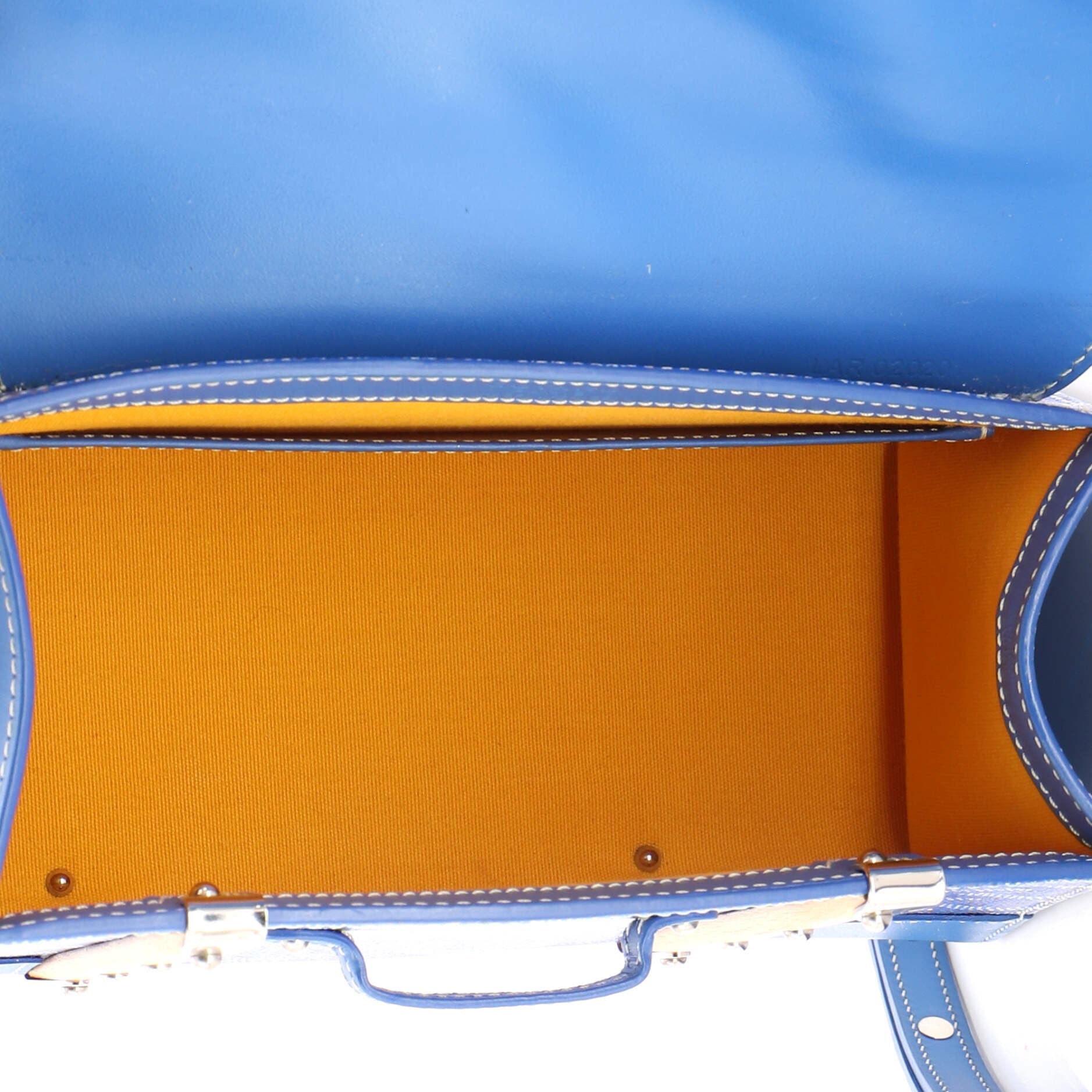 Structured Saigon Top Handle Bag Coated Canvas with Leather Mini, Alternate, color, Blue