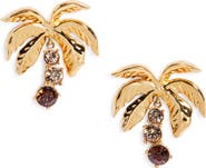Oscar de la Renta Palm Tree Crystal Clip-On Earrings