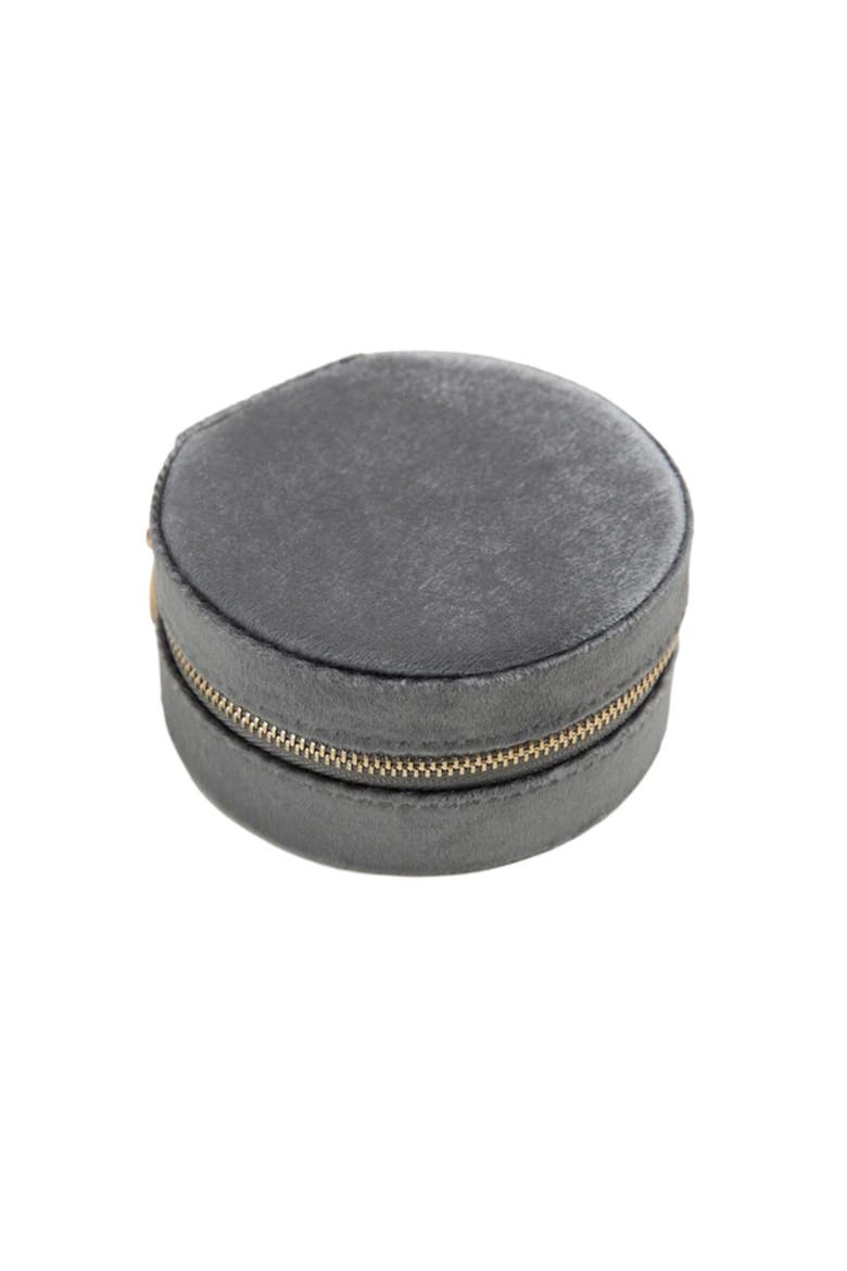 Velvet Circle Jewelry Case, Main, color, Grey