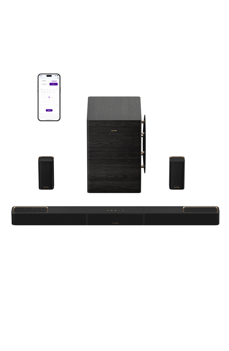 Ultimea skywave series 7.1.4ch Dolby Atmos wireless surround sound system with 10" subwoofer and 2 surround speakers, Main, color, Black