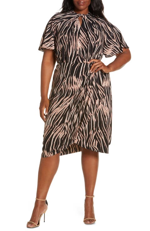 Swirl Print Crepe Midi Dress