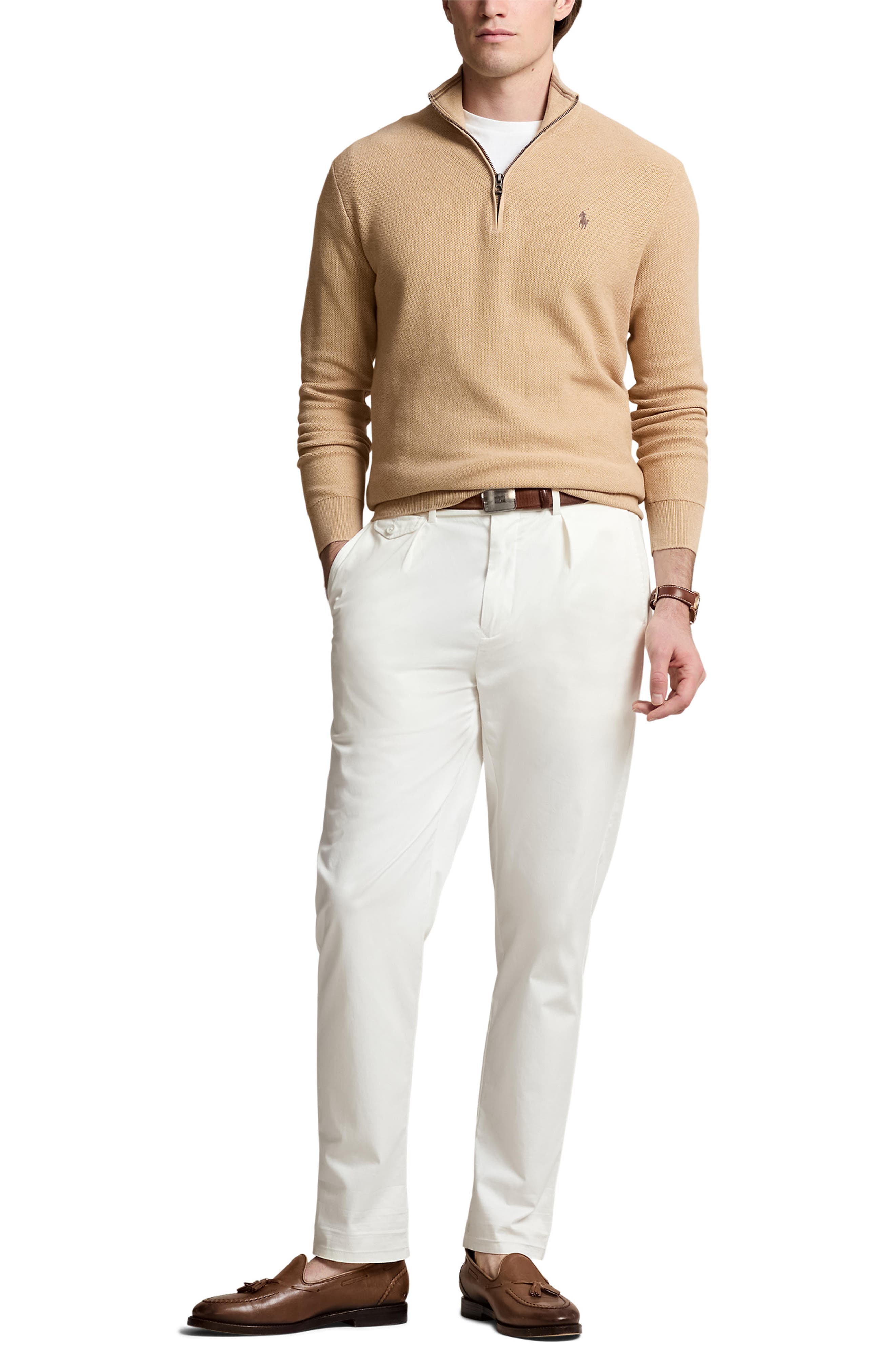 Mesh Knit Cotton Quarter Zip Sweater (Men) | Nordstrom