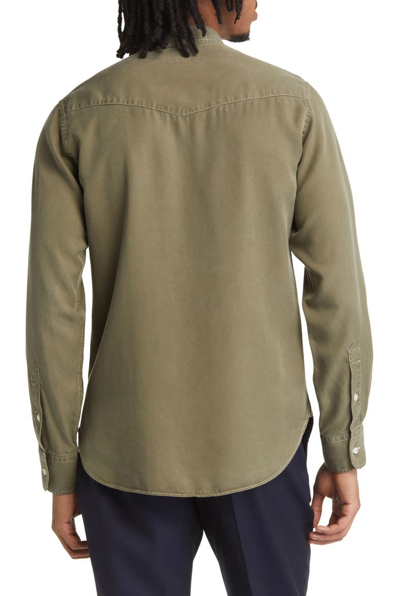 Garment Dyed Lyocell Button-Up Shirt, Alternate, color, OLIVE BONSAI