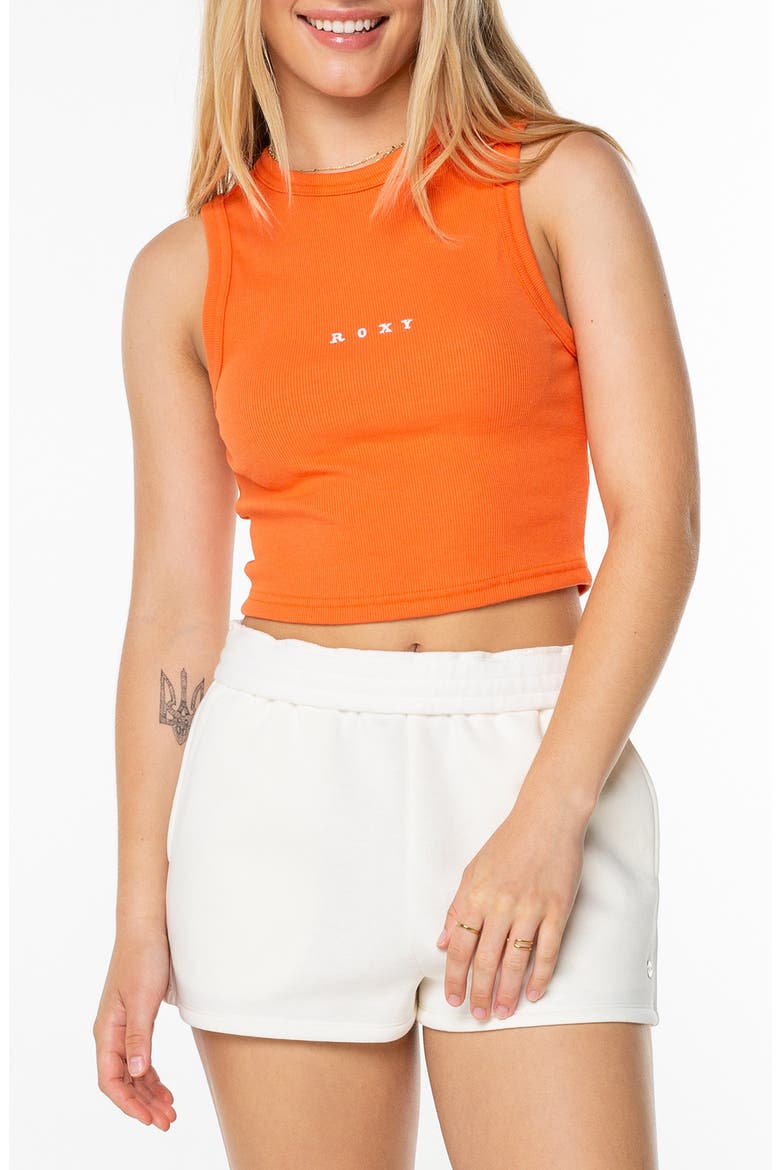Roxify Crop Rib Tank Top, Main, color, TIGERLILY ROXIFY