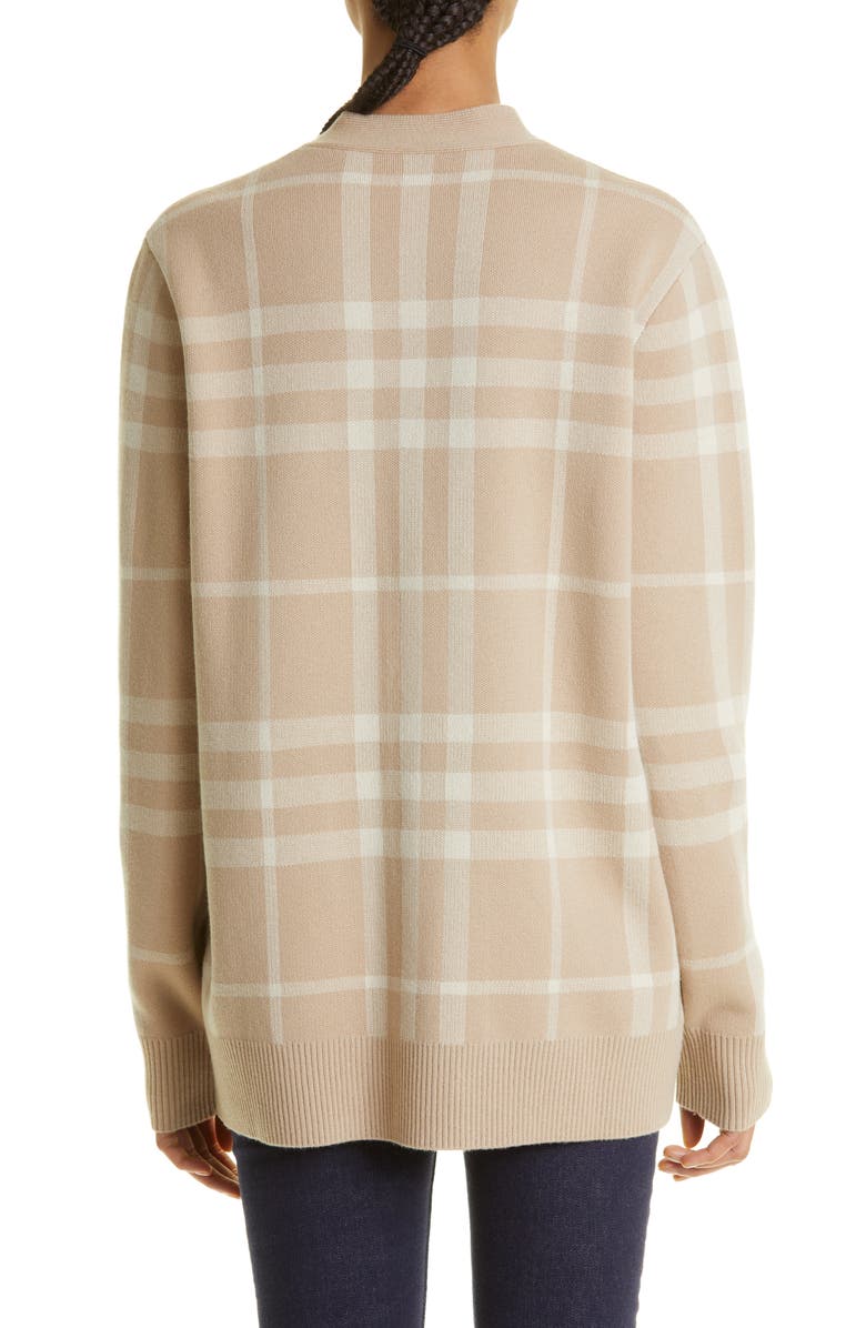 Burberry Willah Check Wool & Cashmere Cardigan, Alternate, color, 