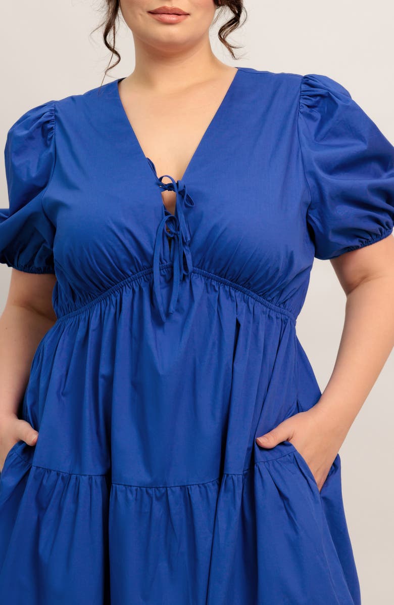 FLYING TOMATO Solid Empire Waist Cotton Maxi Dress, Alternate, color, Royal Blue