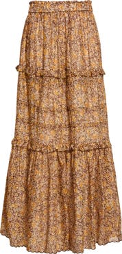 Isabel Marant Étoile Volomia Mixed Print Tiered Cotton Maxi Skirt
