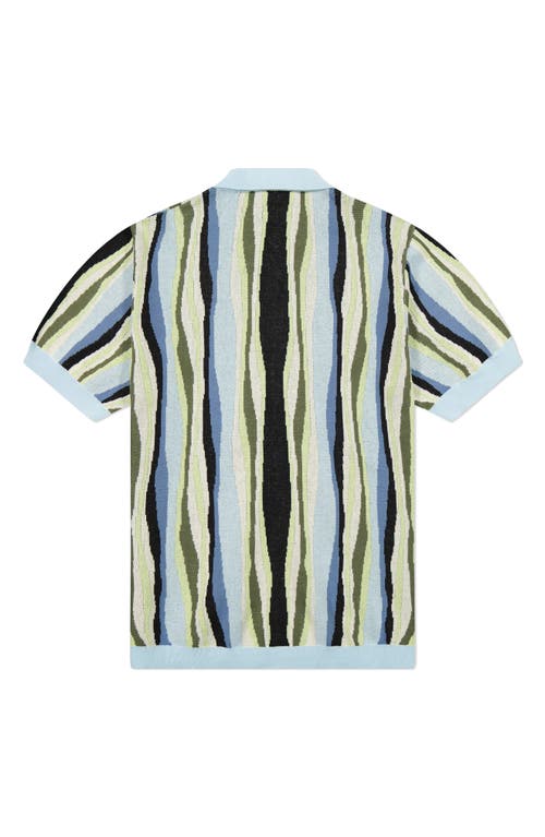 Wesc Short Sleeve Cotton Button-down Sweater In Blue