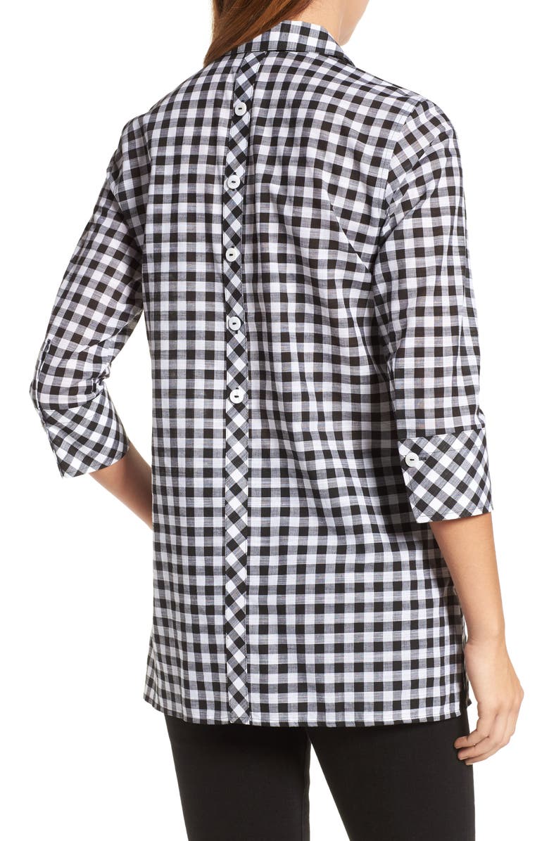 Foxcroft Gingham Cotton Tunic Shirt, Alternate, color,