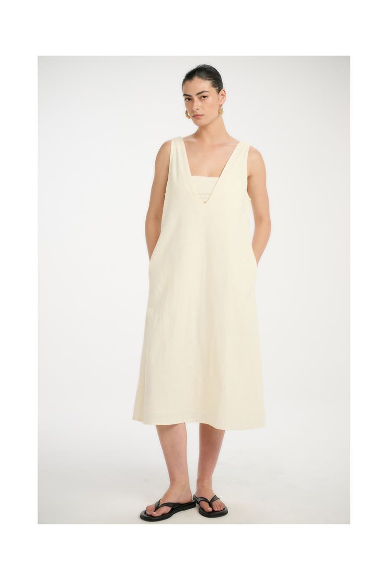 Resort Coastal V-Neck Maxi Dress Cover-Up, Alternate, color, Natural