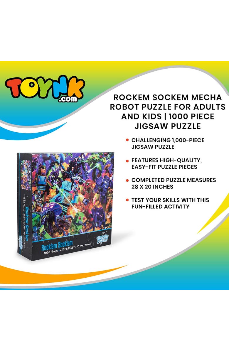 Toynk Rockem Sockem Mecha Robot Puzzle For Adults And Kids | 1000 Piece Jigsaw Puzzle, Alternate, color, Red