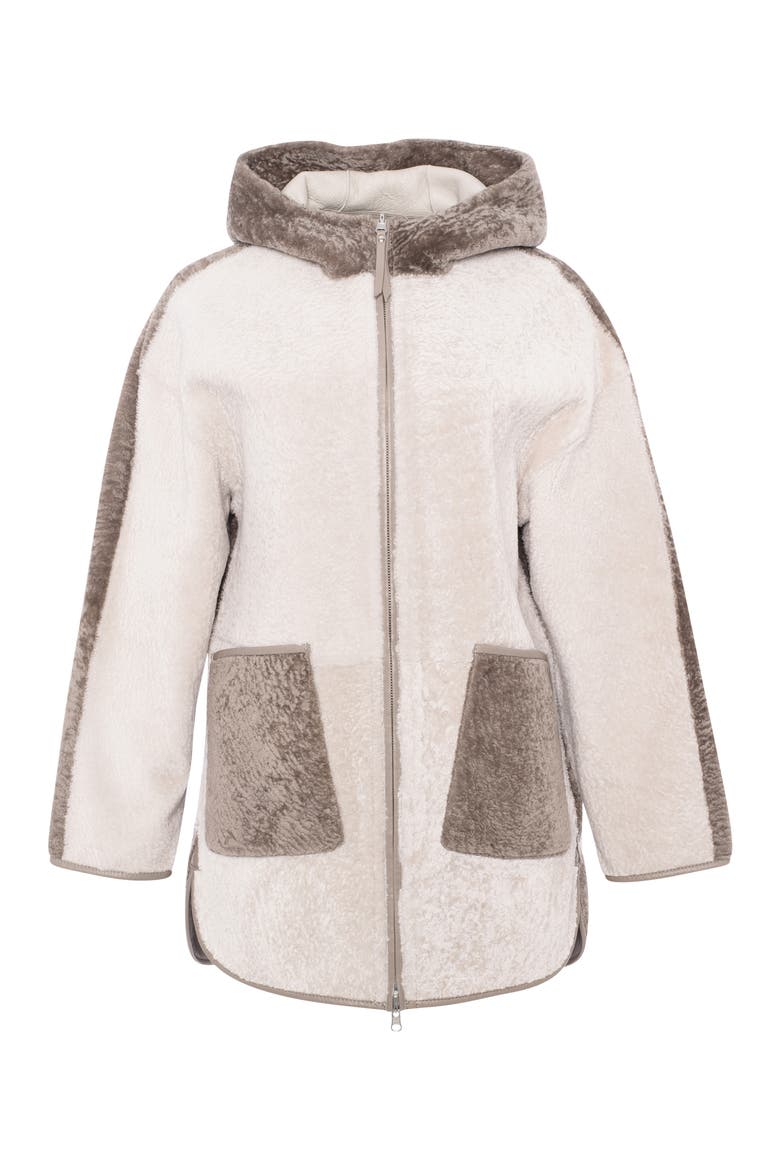 Textured Genuine Shearling Parka, Alternate, color, BEIGE/TAUPE