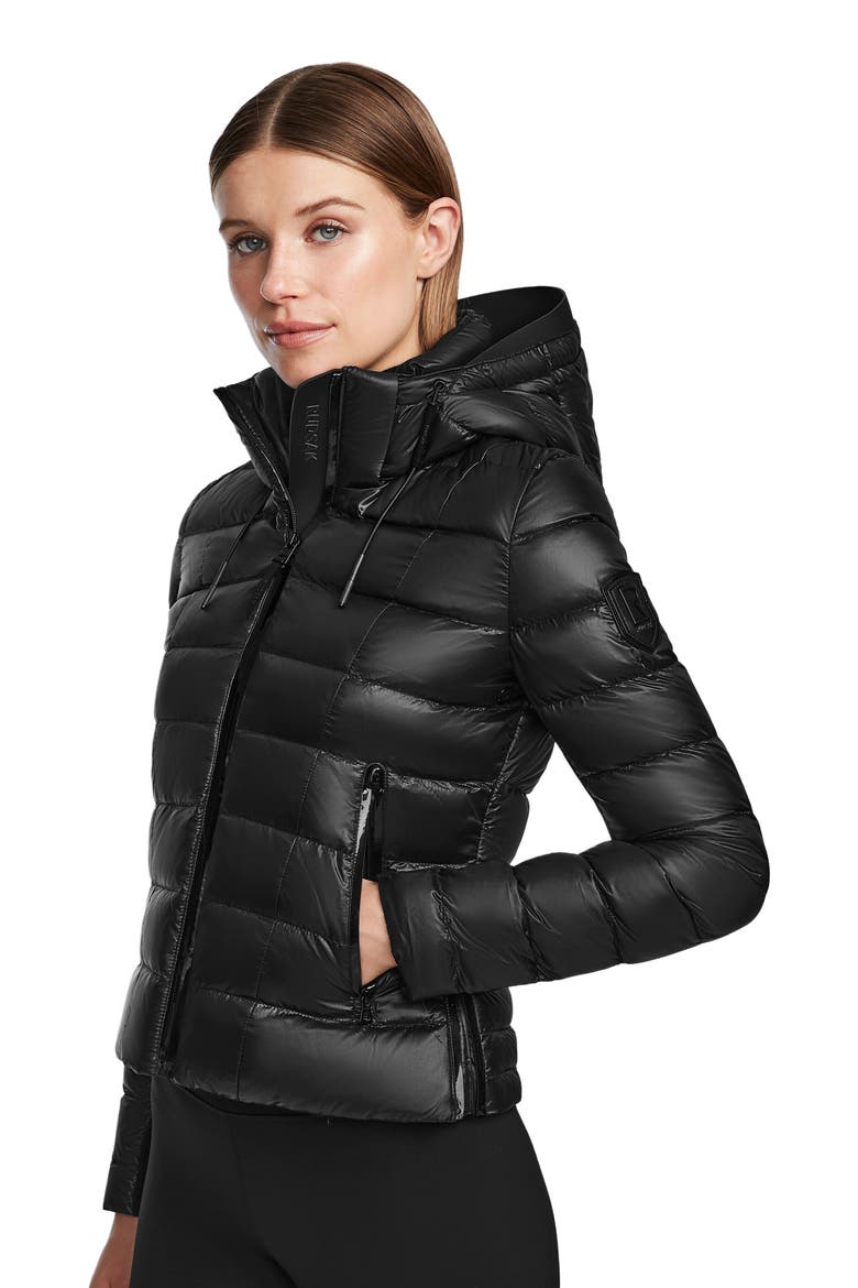 MELISSA Women's Lightweight Black Puffer Coat with Removable Hood, Main, color, Black