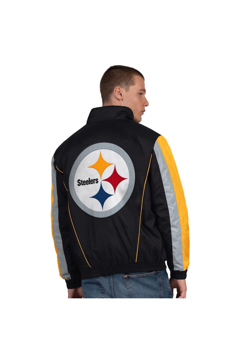 Men's Starter  Black Pittsburgh Steelers Thursday Night Gridiron Half-Zip Jacket, Alternate, color, Black
