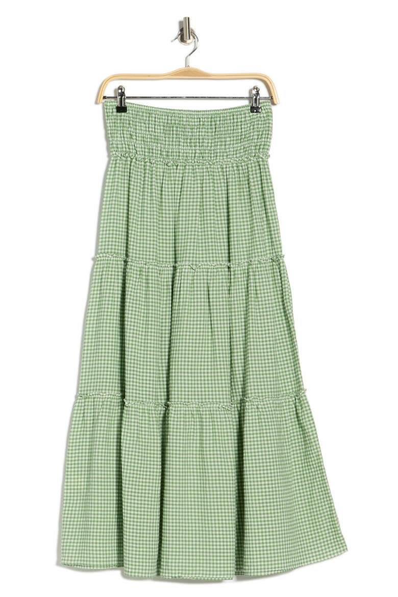 Gingham Tiered Skirt, Alternate, color, GREEN/ CREAM