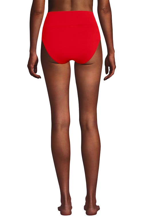 Lands' End Chlorine Resistant Pinchless High Waisted Bikini Bottoms In Red