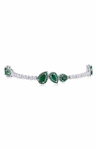 CZ by Kenneth Jay Lane Cubic Zirconia Pear Halo Station Tennis Bracelet