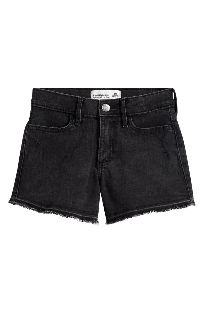 abercrombie kids Kids' High Waist Relaxed Denim Shorts, Main, color, Marsh