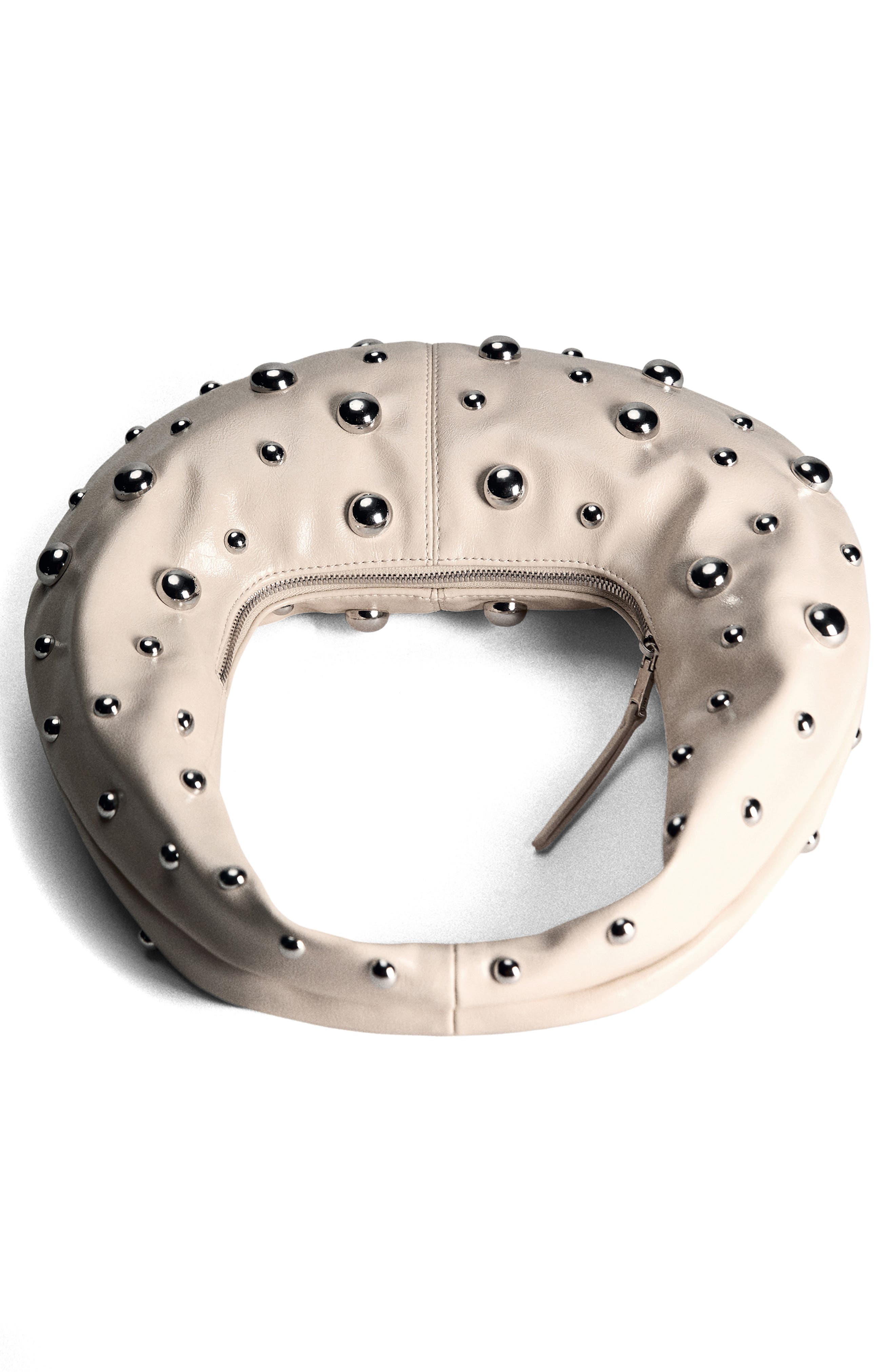 MANGO Stud Detail Shoulder Bag, Alternate, color, Off White