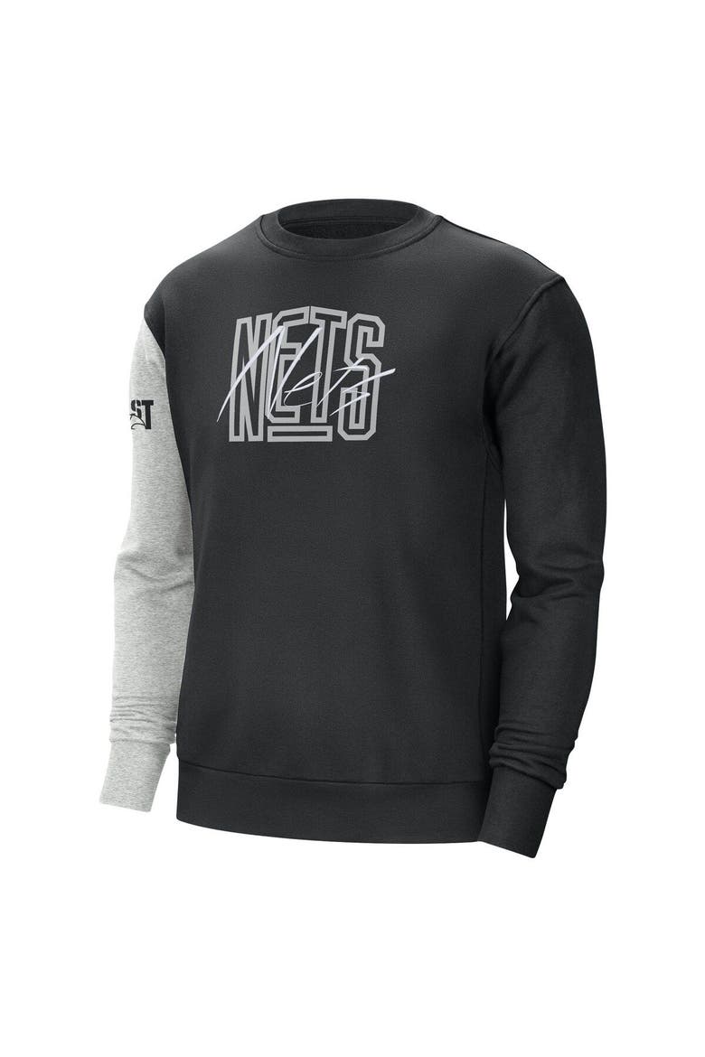 Men's Nike Black/Heather Gray Brooklyn Nets Courtside Versus Force & Flight Pullover Sweatshirt, Alternate, color, Black