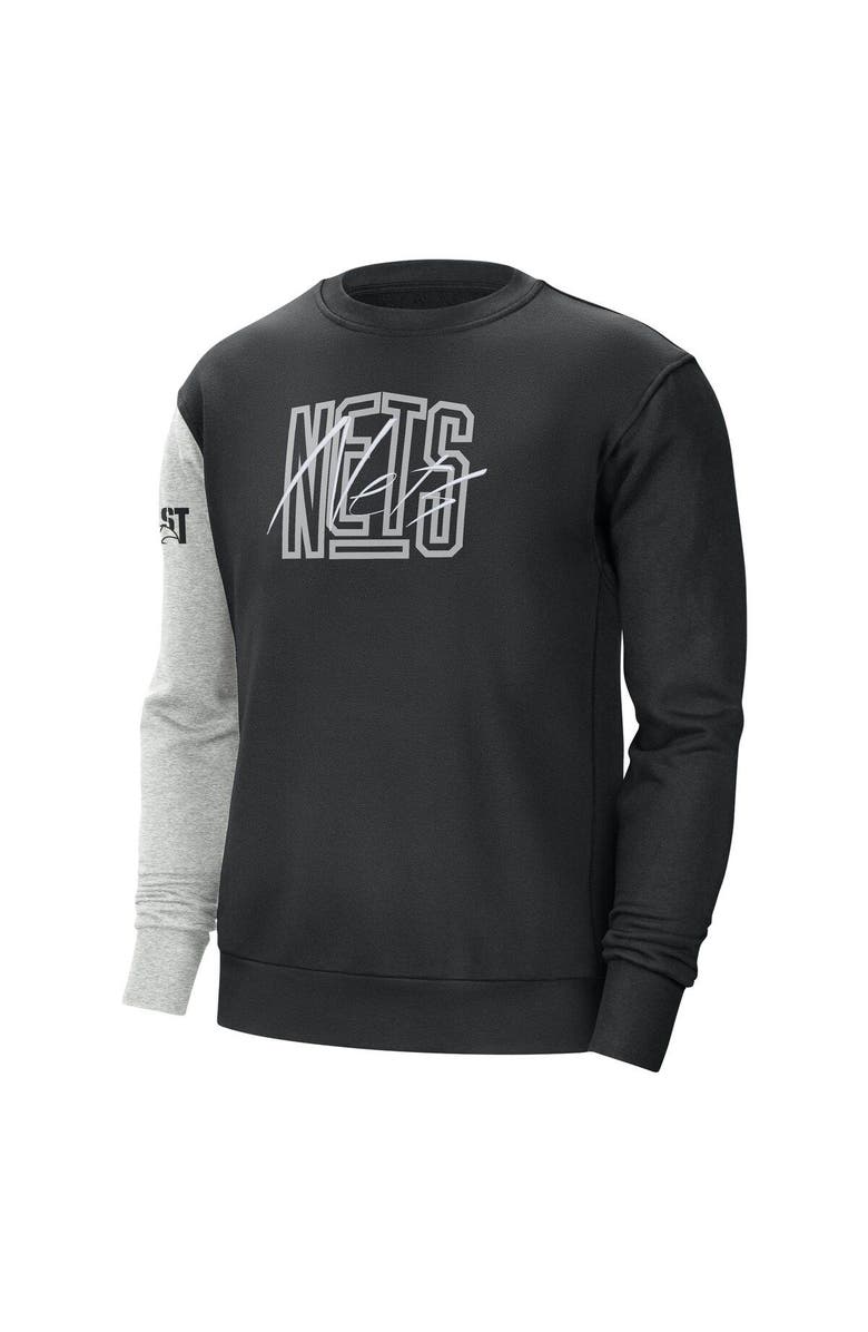 Nike Men's Nike Black/Heather Gray Brooklyn Nets Courtside Versus Force & Flight Pullover Sweatshirt, Alternate, color, Black