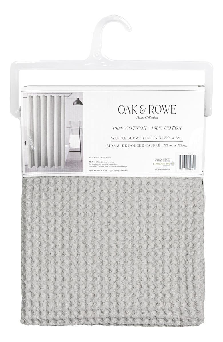 ARTISAN 34 Textured Cotton Shower Curtain, Alternate, color, Grey