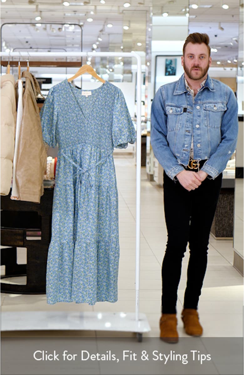 Floral Smocked Puff Sleeve Tiered Maxi Dress, sales video thumbnail