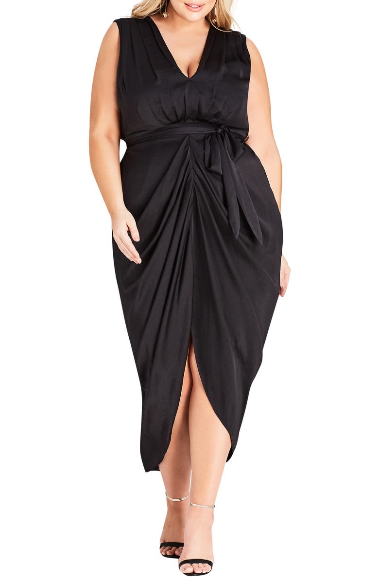 City Chic Drape Front Sheath Dress, Main, color,