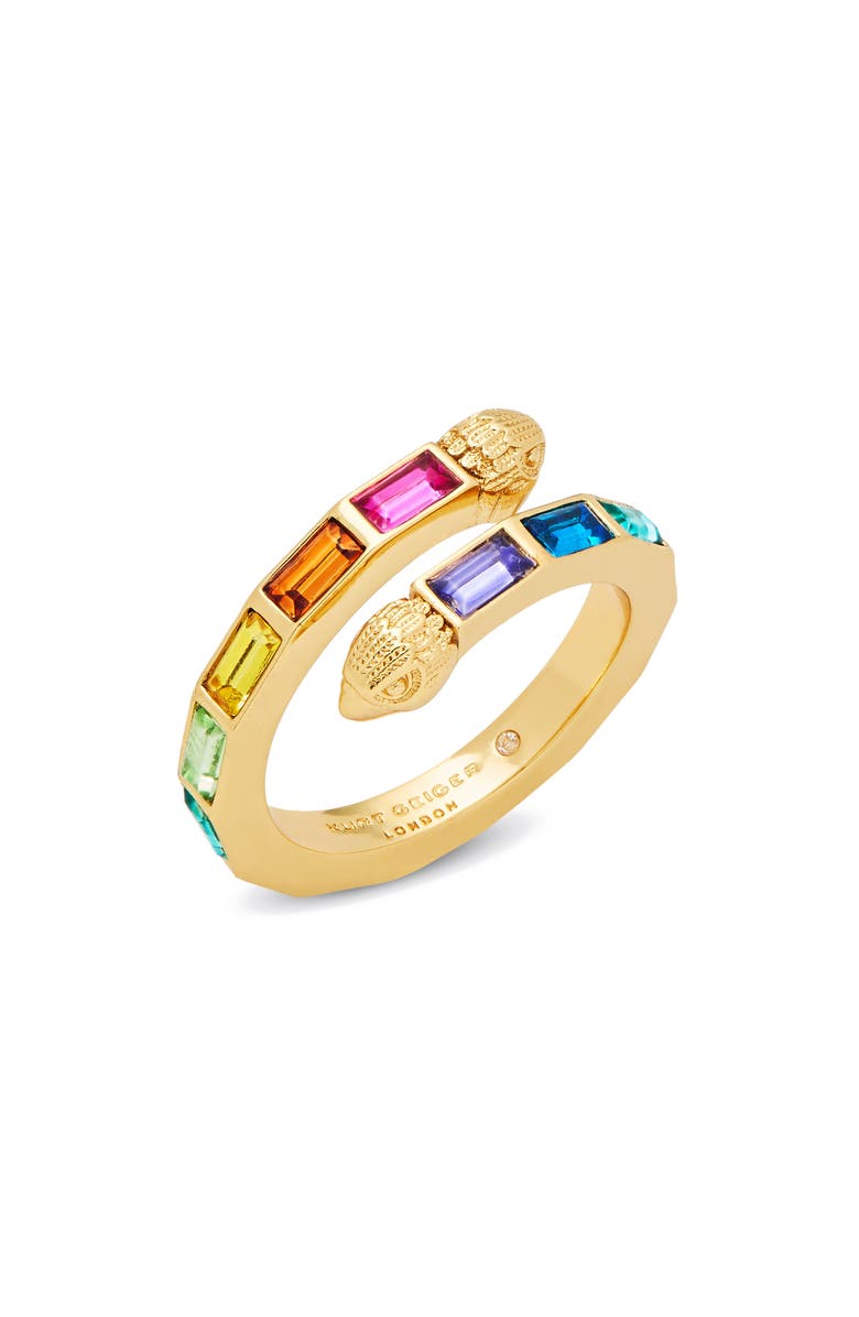 Kurt Geiger London Baguette Crystal Bypass Band Ring, Alternate, color,