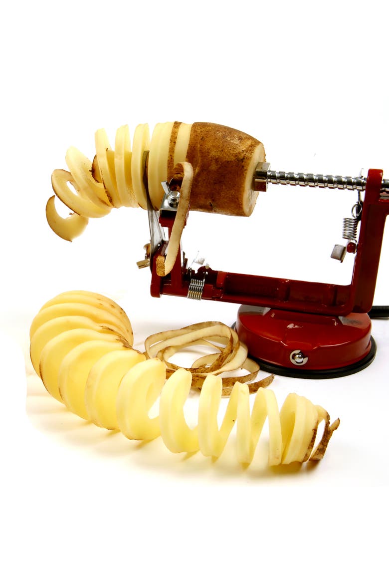 Apple-Master Parer, Slicer & Corer With Vacuum Base and Clamp for Rough Surfaces, Alternate, color, Red