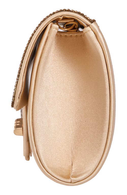 Lady Couture Chic Rhinestone & Satin Envelope Clutch In Gold